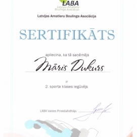 LABA Sertifikāts Mārim Dukuram